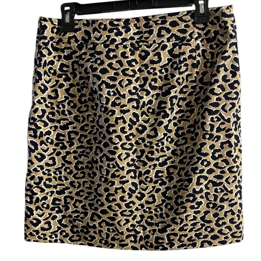 Talbots Leopard‎ Print Pencil Mini Skirt Women Size 8